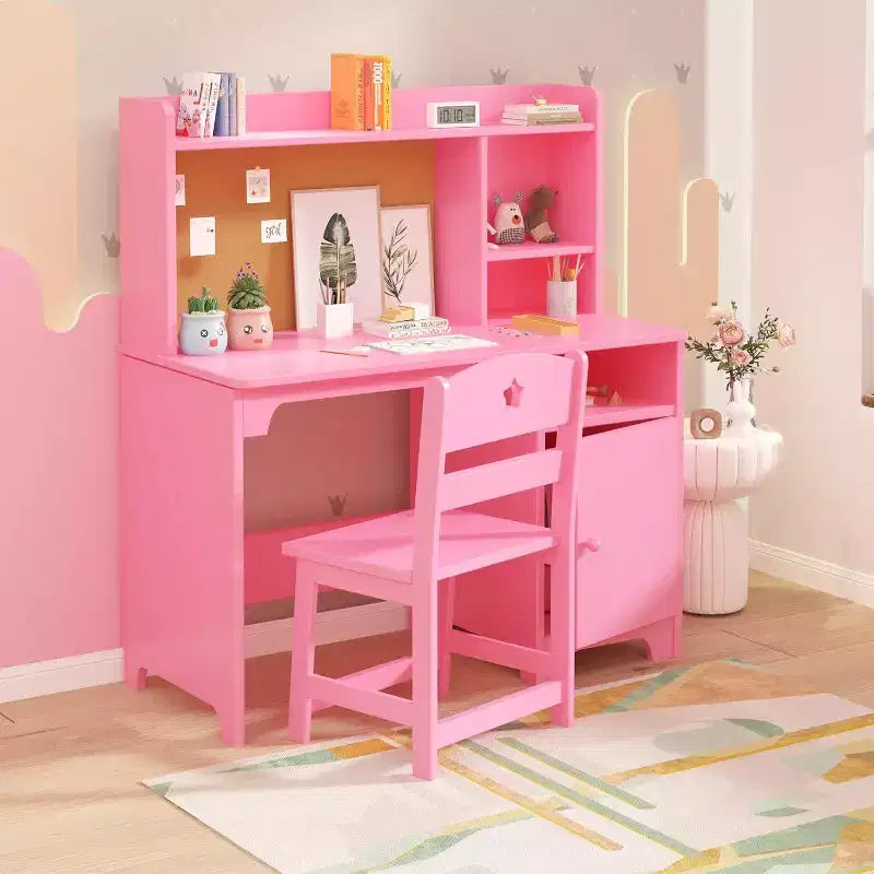 Set scrivania e sedia per bambini con contenitore, tavolo ergonomico per bambini con libreria e organizer, regalo per bambini e bambine dai 3 agli 8 anni