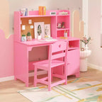 Set scrivania e sedia per bambini con contenitore, tavolo ergonomico per bambini con libreria e organizer, regalo per bambini e bambine dai 3 agli 8 anni