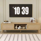 Mobile TV naturale da 70,8 pollici per TV fino a 80 pollici, console multimediale con gambe in legno massello per soggiorno e home theatre
