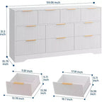 Cassettiera scanalata a 10 cassetti con maniglie dorate