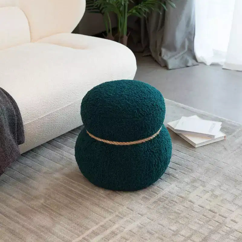 Poggiapiedi Pouf Ottomano Rotondo a Forma di Pupazzo di Neve Imbottito Carino