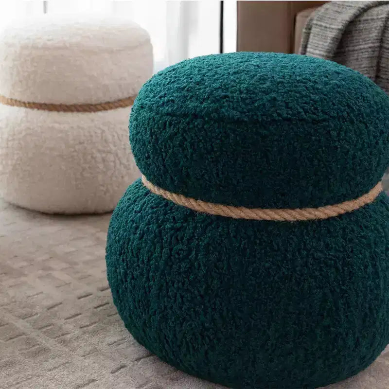 Poggiapiedi Pouf Ottomano Rotondo a Forma di Pupazzo di Neve Imbottito Carino