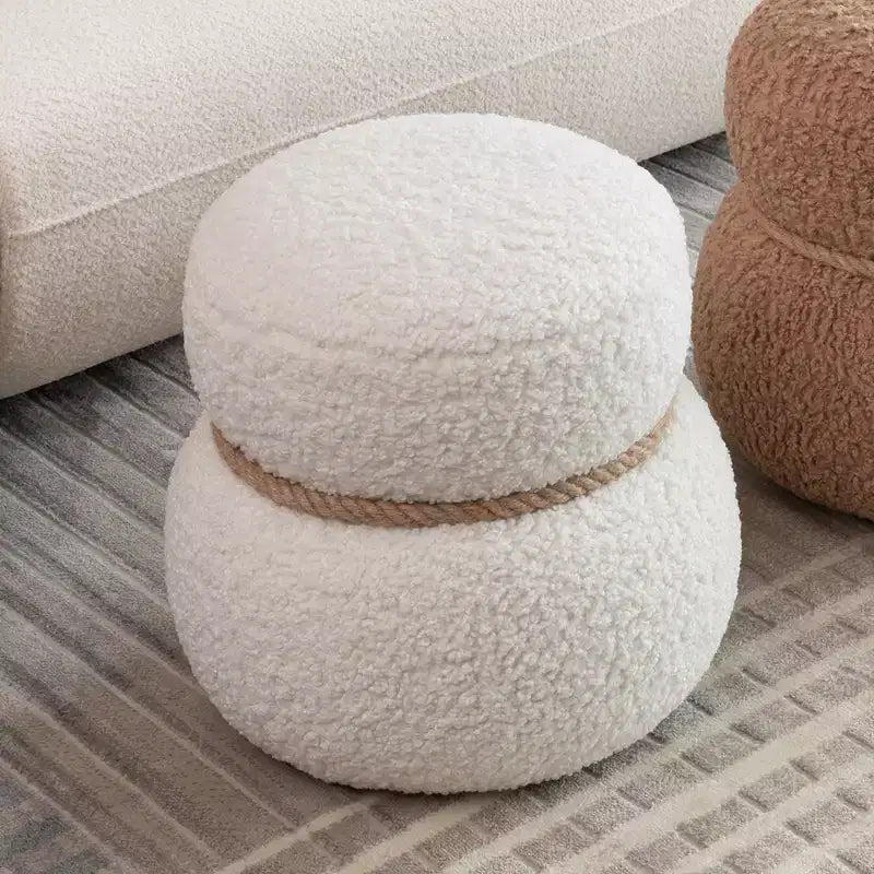 Poggiapiedi Pouf Ottomano Rotondo a Forma di Pupazzo di Neve Imbottito Carino