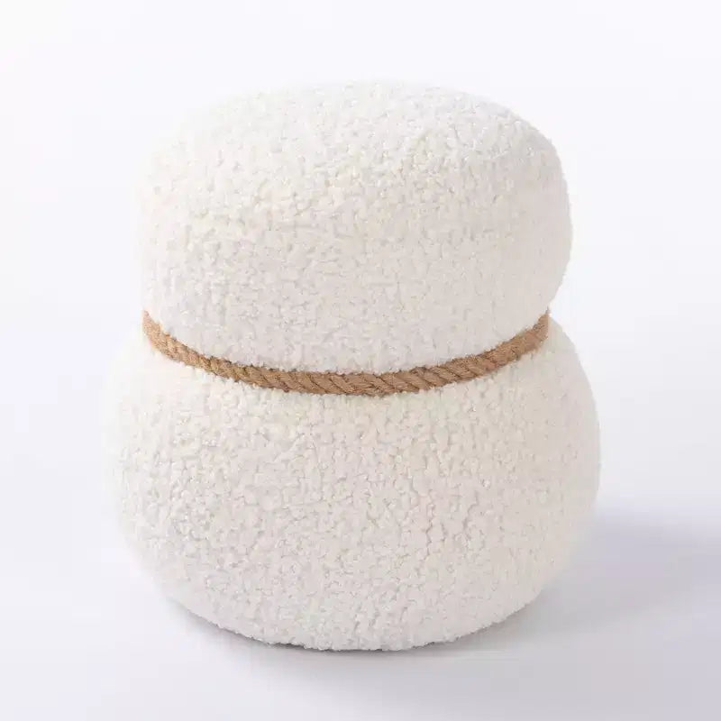 Poggiapiedi Pouf Ottomano Rotondo a Forma di Pupazzo di Neve Imbottito Carino