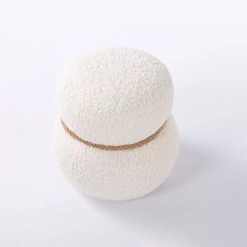 Poggiapiedi Pouf Ottomano Rotondo a Forma di Pupazzo di Neve Imbottito Carino