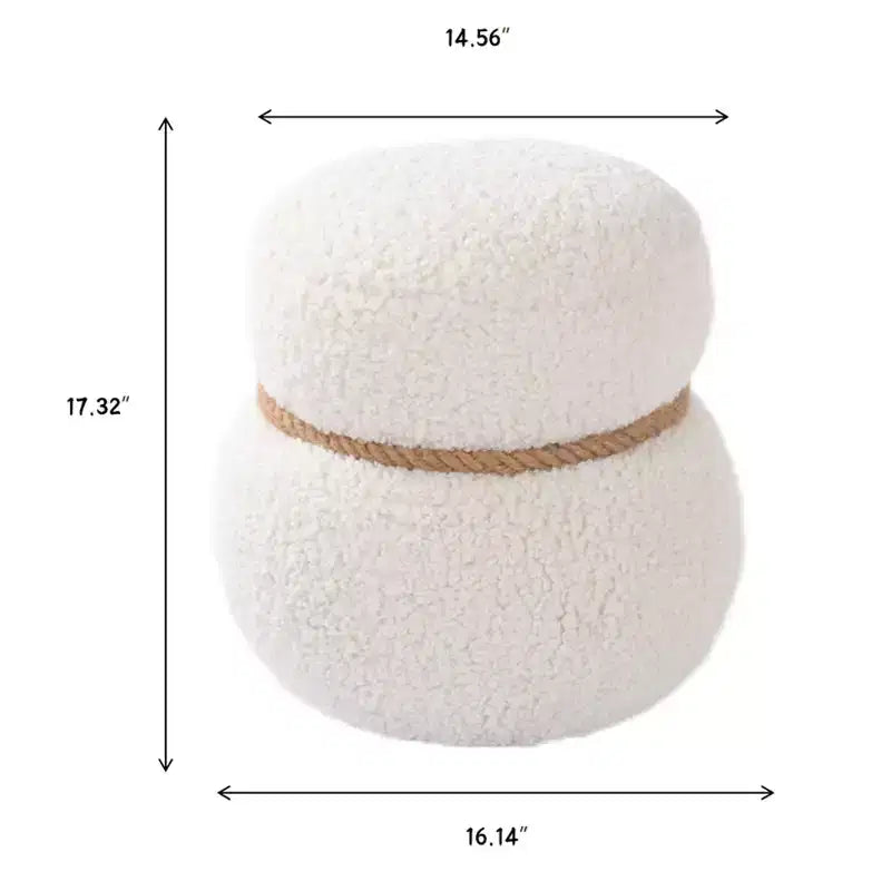 Poggiapiedi Pouf Ottomano Rotondo a Forma di Pupazzo di Neve Imbottito Carino