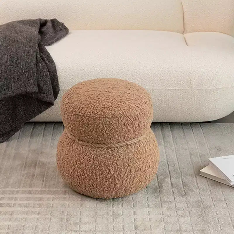 Poggiapiedi Pouf Ottomano Rotondo a Forma di Pupazzo di Neve Imbottito Carino