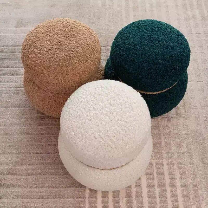 Poggiapiedi Pouf Ottomano Rotondo a Forma di Pupazzo di Neve Imbottito Carino