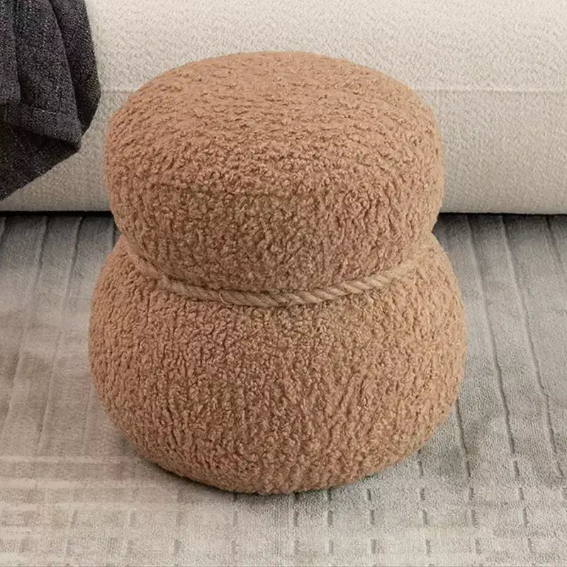 Poggiapiedi Pouf Ottomano Rotondo a Forma di Pupazzo di Neve Imbottito Carino