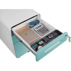 Cassettiera Portadocumenti a 3 Cassetti per Ufficio Domestico, Mobiletto Archiviazione con Serratura Sotto Scrivania per Formato A4/Letter/Legale, Cassettiera su Rotelle Anti-ribaltamento a 5 Ruote