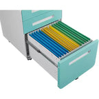 Cassettiera Portadocumenti a 3 Cassetti per Ufficio Domestico, Mobiletto Archiviazione con Serratura Sotto Scrivania per Formato A4/Letter/Legale, Cassettiera su Rotelle Anti-ribaltamento a 5 Ruote