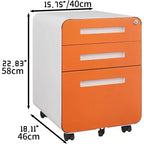 Cassettiera Portadocumenti a 3 Cassetti per Ufficio Domestico, Mobiletto Archiviazione con Serratura Sotto Scrivania per Formato A4/Letter/Legale, Cassettiera su Rotelle Anti-ribaltamento a 5 Ruote