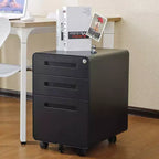 Cassettiera Portadocumenti a 3 Cassetti per Ufficio Domestico, Mobiletto Archiviazione con Serratura Sotto Scrivania per Formato A4/Letter/Legale, Cassettiera su Rotelle Anti-ribaltamento a 5 Ruote