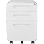 Cassettiera Portadocumenti a 3 Cassetti per Ufficio Domestico, Mobiletto Archiviazione con Serratura Sotto Scrivania per Formato A4/Letter/Legale, Cassettiera su Rotelle Anti-ribaltamento a 5 Ruote