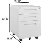 Cassettiera Portadocumenti a 3 Cassetti per Ufficio Domestico, Mobiletto Archiviazione con Serratura Sotto Scrivania per Formato A4/Letter/Legale, Cassettiera su Rotelle Anti-ribaltamento a 5 Ruote