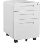 Cassettiera Portadocumenti a 3 Cassetti per Ufficio Domestico, Mobiletto Archiviazione con Serratura Sotto Scrivania per Formato A4/Letter/Legale, Cassettiera su Rotelle Anti-ribaltamento a 5 Ruote
