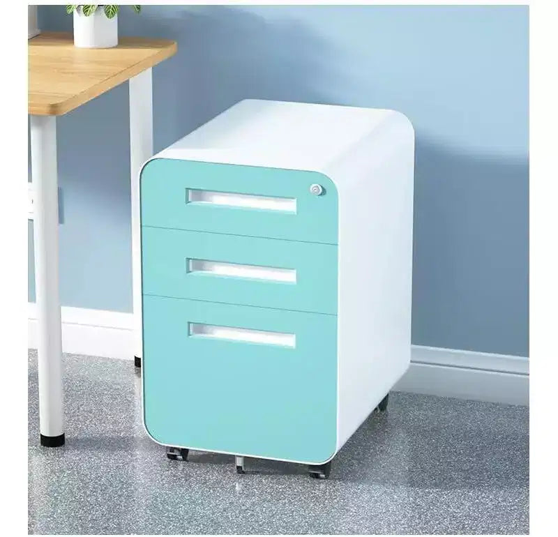 Cassettiera Portadocumenti a 3 Cassetti per Ufficio Domestico, Mobiletto Archiviazione con Serratura Sotto Scrivania per Formato A4/Letter/Legale, Cassettiera su Rotelle Anti-ribaltamento a 5 Ruote