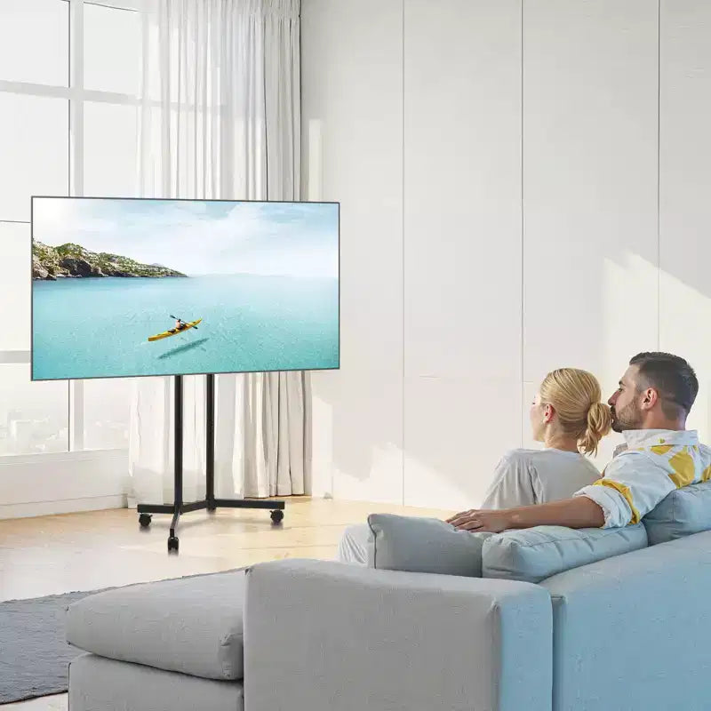 Carrello TV Rotante per Schermi da 32-65 Pollici, Supporto TV Mobile Regolabile in Altezza con Ruote, Supporto Monitor Portatile con Capacità di 40 kg, VESA Max 400x400