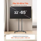 Carrello TV Rotante per Schermi da 32-65 Pollici, Supporto TV Mobile Regolabile in Altezza con Ruote, Supporto Monitor Portatile con Capacità di 40 kg, VESA Max 400x400