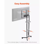 Carrello TV Rotante per Schermi da 32-65 Pollici, Supporto TV Mobile Regolabile in Altezza con Ruote, Supporto Monitor Portatile con Capacità di 40 kg, VESA Max 400x400