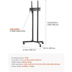 Carrello TV Rotante per Schermi da 32-65 Pollici, Supporto TV Mobile Regolabile in Altezza con Ruote, Supporto Monitor Portatile con Capacità di 40 kg, VESA Max 400x400