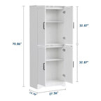 Credenza da cucina rustica, Armadio dispensa in legno alto 180 cm con 4 ante e ripiani regolabili, Mobiletto indipendente per sala da pranzo