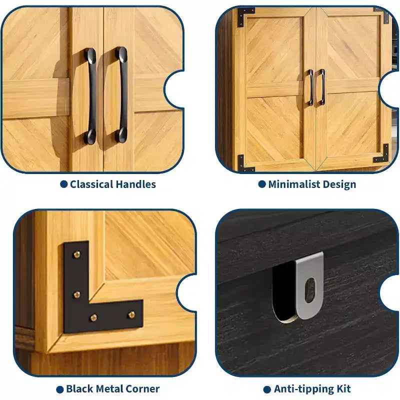 Madia Credenza con Mobile Contenitore, Mobile da Cucina in Legno con Ripiani Regolabili e Ante, Tavolo Consolle Moderno per Sala da Pranzo, Soggiorno