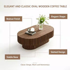 Tavolino da Caffè Ovale, Base Svasata Mid-Century, Accento in Legno per Soggiorno, Camera da Letto, Appartamento, Ufficio, Piccolo Spazio