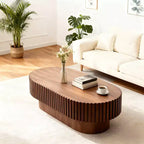 Tavolino da Caffè Ovale, Base Svasata Mid-Century, Accento in Legno per Soggiorno, Camera da Letto, Appartamento, Ufficio, Piccolo Spazio
