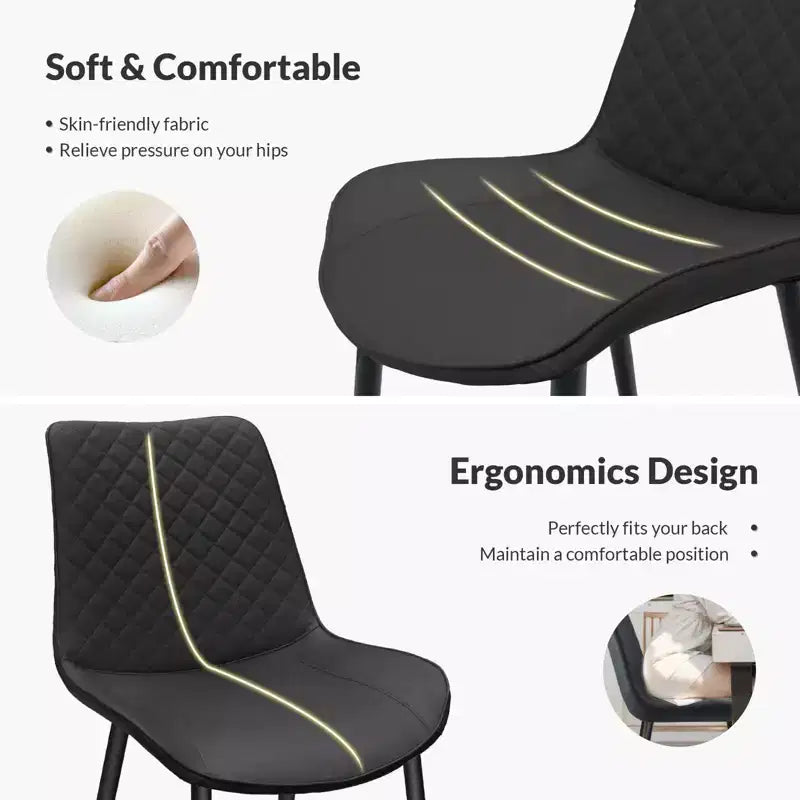 Sedie da pranzo moderne, confezione da 4, con gambe in metallo