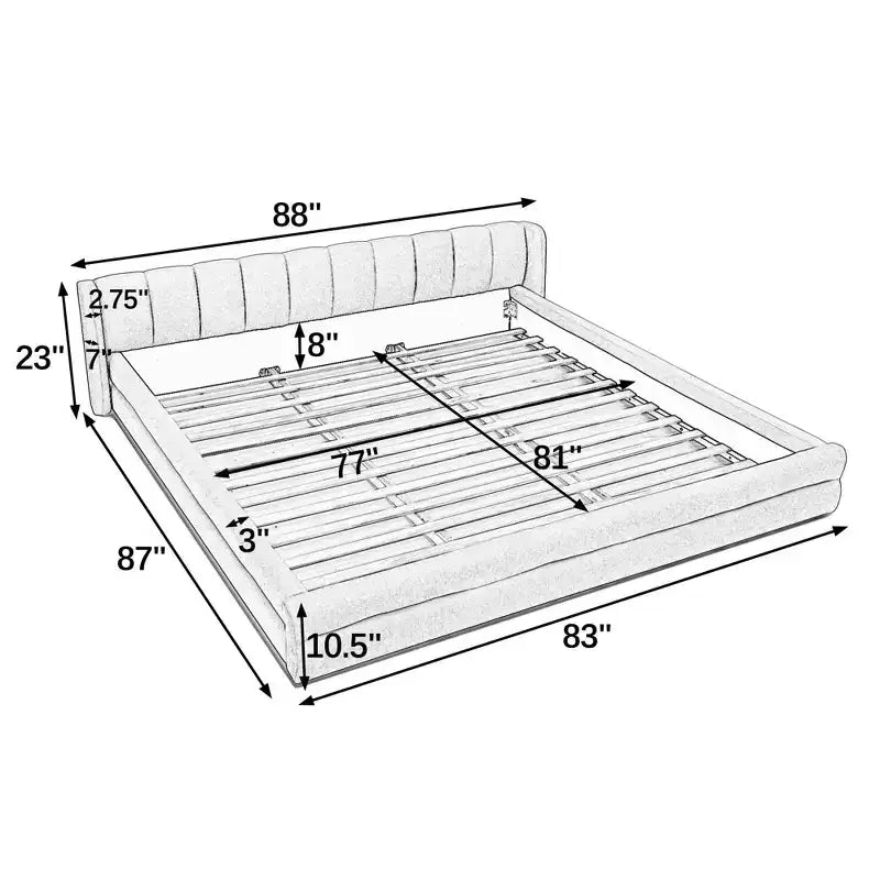 Letto imbottito king size con testiera in tessuto ciniglia per camera da letto blu-verde