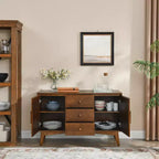 Madia Credenza Mid-Century 47.3, Mobile Contenitore con 2 Ante e 3 Cassetti per Ingresso, Soggiorno, Sala da Pranzo, Cucina