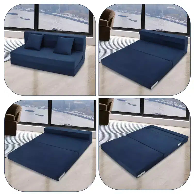 Versatile Divano Letto Pieghevole Trasformabile - Futon da Terra Pigro 4-in-1 Matrimoniale con Cuscini, Schiuma ad Alta Densità, Poltrona Sdraio Pieghevole