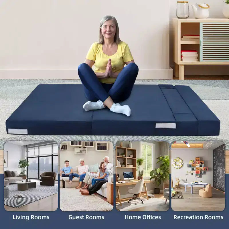Versatile Divano Letto Pieghevole Trasformabile - Futon da Terra Pigro 4-in-1 Matrimoniale con Cuscini, Schiuma ad Alta Densità, Poltrona Sdraio Pieghevole