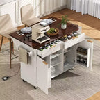 52 Isola per Cucina con Anta a Goccia e Top Effetto Marmo, Carrello Cucina su Ruote con Contenitore per Cucina o Sala da Pranzo-Panipeachy