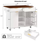 52 Isola per Cucina con Anta a Goccia e Top Effetto Marmo, Carrello Cucina su Ruote con Contenitore per Cucina o Sala da Pranzo-Panipeachy