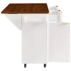 52 Isola per Cucina con Anta a Goccia e Top Effetto Marmo, Carrello Cucina su Ruote con Contenitore per Cucina o Sala da Pranzo-Panipeachy