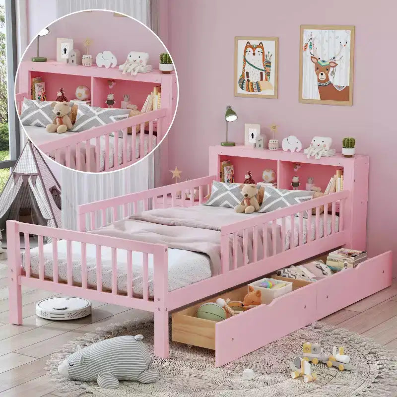 Letto singolo con testiera contenitore