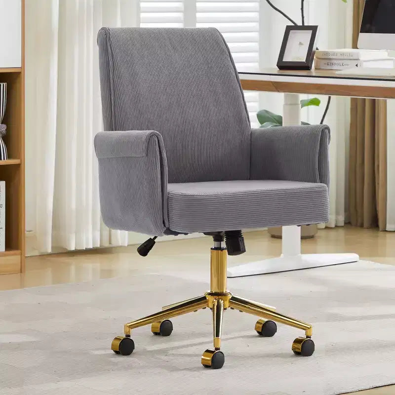 Sedia da ufficio a schienale medio, sollevabile, in tessuto a righe, ergonomica. Ideale per lavoro, studio e relax