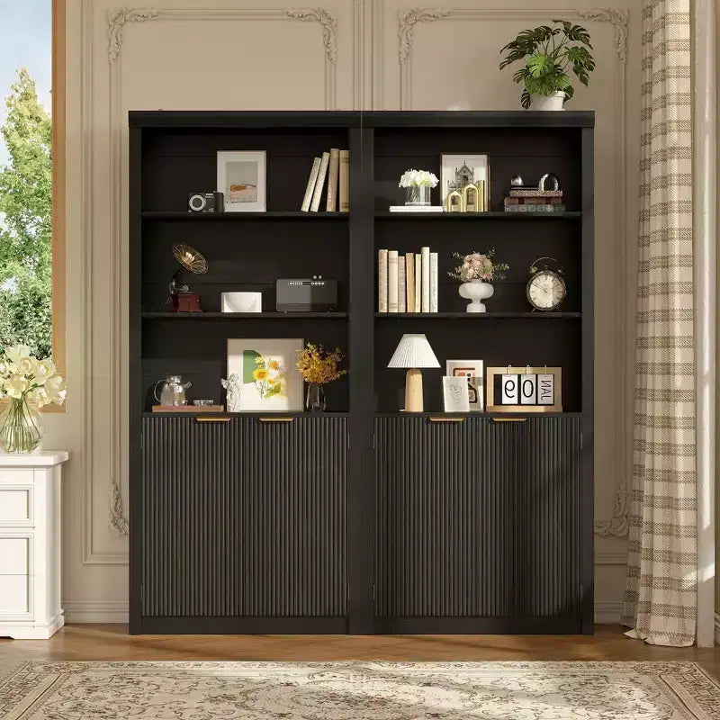 Libreria Moderna da Fattoria Alta 71 con Cassetto e Ante, Mobile Contenitore a 5 Ripiani e Mensola Espositiva Autoportante per Ufficio o Soggiorno