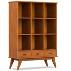 Tierney 42 inch Wide Solid Hardwood Mid-Century Storage Bookcase in Teak Brown