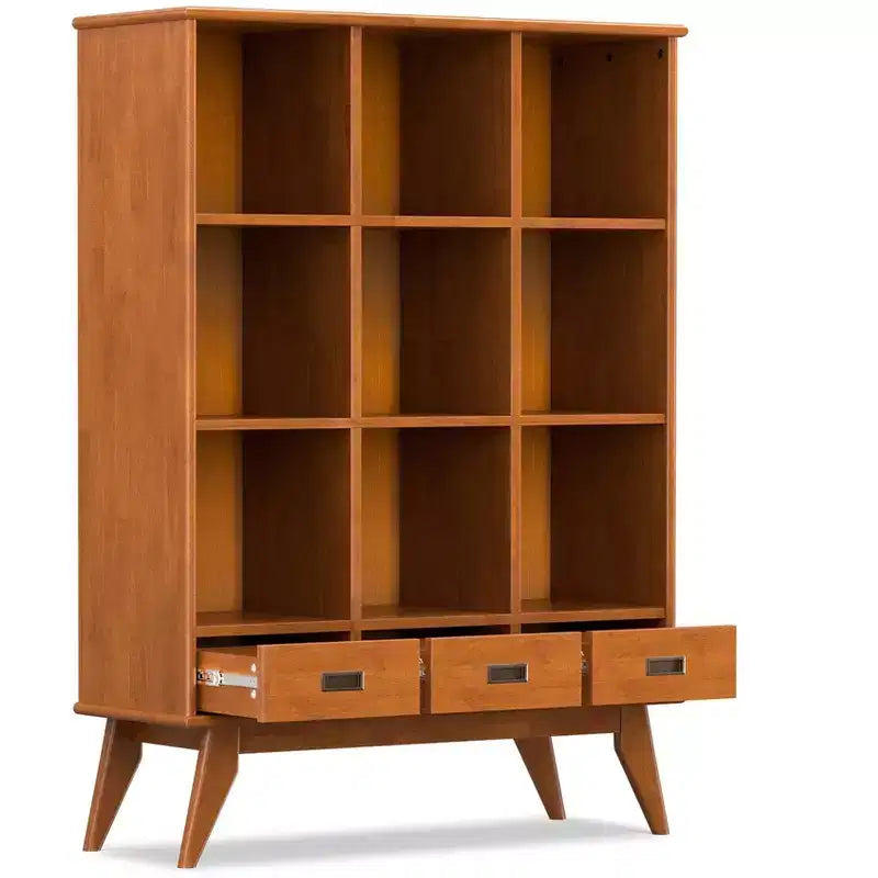 Libreria contenitore Tierney da 42 pollici in legno massello stile Mid-Century, colore Teak Marrone