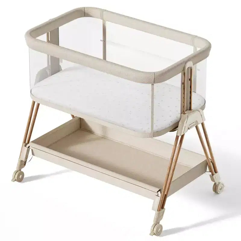 Culla Co-Sleeping per Neonati con Ruote e Vassoio Portaoggetti