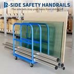 Carrello Piattaforma Pieghevole Resistente da 900 kg con Doppi Corrimano Laterali, Ruote Girevoli da 5 Pollici, Carrello Piattaforma Piana da 94x61 cm Blu