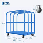 Carrello Piattaforma Pieghevole Resistente da 900 kg con Doppi Corrimano Laterali, Ruote Girevoli da 5 Pollici, Carrello Piattaforma Piana da 94x61 cm Blu