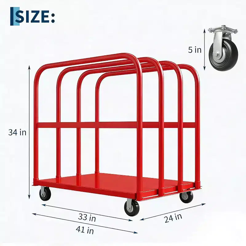 Carrello Piattaforma Pieghevole Resistente da 900 kg con Doppi Corrimano Laterali, Ruote Girevoli da 5 Pollici, Carrello Piattaforma Piana da 94x61 cm Blu