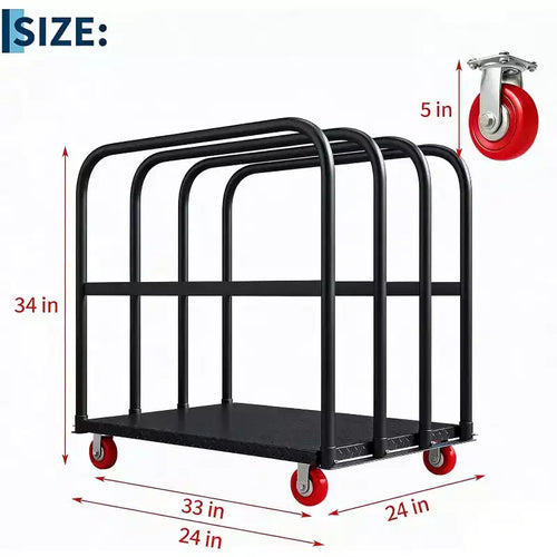 Carrello Piattaforma Pieghevole Resistente da 900 kg con Doppi Corrimano Laterali, Ruote Girevoli da 5 Pollici, Carrello Piattaforma Piana da 94x61 cm Blu