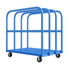 Carrello Piattaforma Pieghevole Resistente da 900 kg con Doppi Corrimano Laterali, Ruote Girevoli da 5 Pollici, Carrello Piattaforma Piana da 94x61 cm Blu