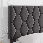 Struttura letto moderna imbottita con testiera regolabile, piattaforma resistente, supporto robusto con doghe in legno, silenziosa, non necessita di rete a molle.