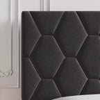 Struttura letto moderna imbottita con testiera regolabile, piattaforma resistente, supporto robusto con doghe in legno, silenziosa, non necessita di rete a molle.